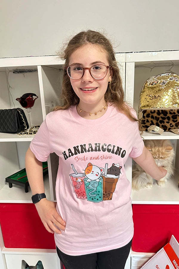 Hannahccino Cat T-Shirt Pink